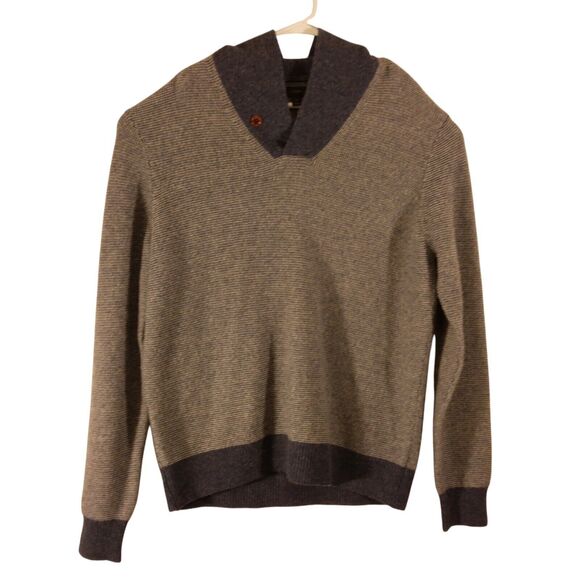 J. Crew sweater mens XL XLarge gray blue shawl neck 100% wool long sleeve - Picture 1 of 8